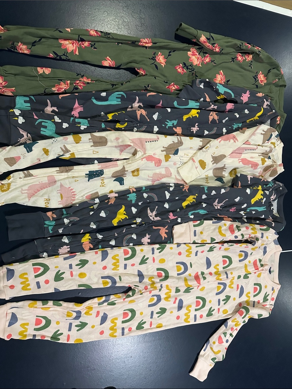 5 Old Navy Kids' Zip Pajama Sleepers - Green, Black, Cream, Pink, Yellow